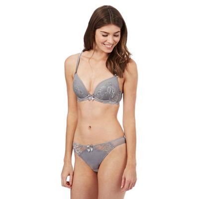 Floozie by Frost French Grey lace mesh plunge bra